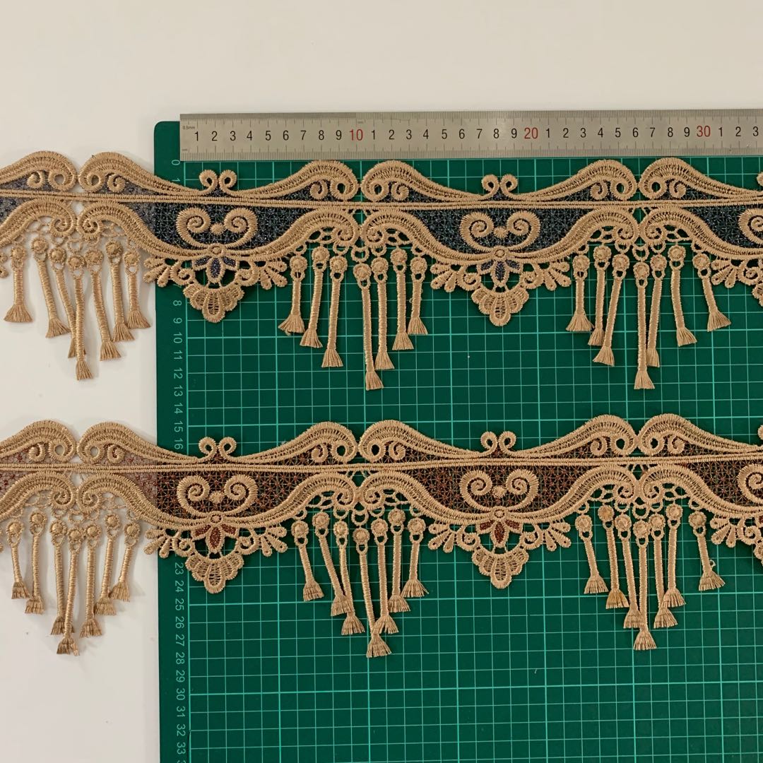 Nastro In Pizzo Elasticizzato 10m X 10cm - Bordo Ricamato Vintage Per Cucito, Fai Da Te, Abiti Da Sposa - Colore Viola Scuro - 3