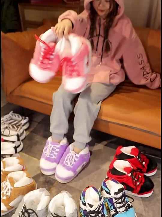 Fashion Winter Warm Sports Style Warm Fluffy Anti slip Indoor