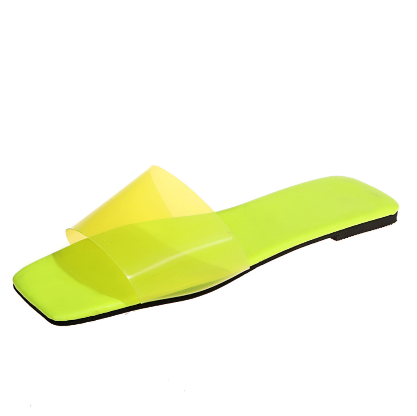 Женские сандалии с квадратным носком, прозрачные пляжные сандалии на плоской подошве в европейском и американском стиле, лето 2021