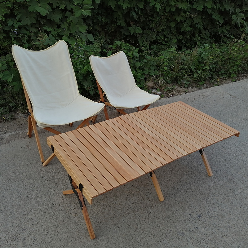 black canvas wood outdoor relax bbq picnic reclining seat