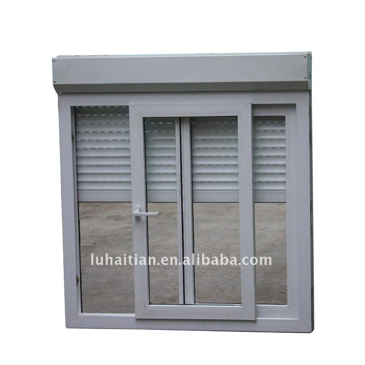 Janelas e portas de pvc, janela de vidro de armação de pvc, janela deslizante em pvc com obturador de rolo com janela de insetos