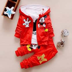 Autumn winter Baby Girls Boys Clothes Sets Cute Infant Cotton Suits Coat+T Shirt+Pants Casual Kids Children Suits