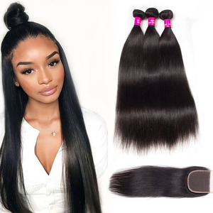 Virgin cuticle aligned human hair extension/brazilian bundles with HD/swiss transparent lace frontal