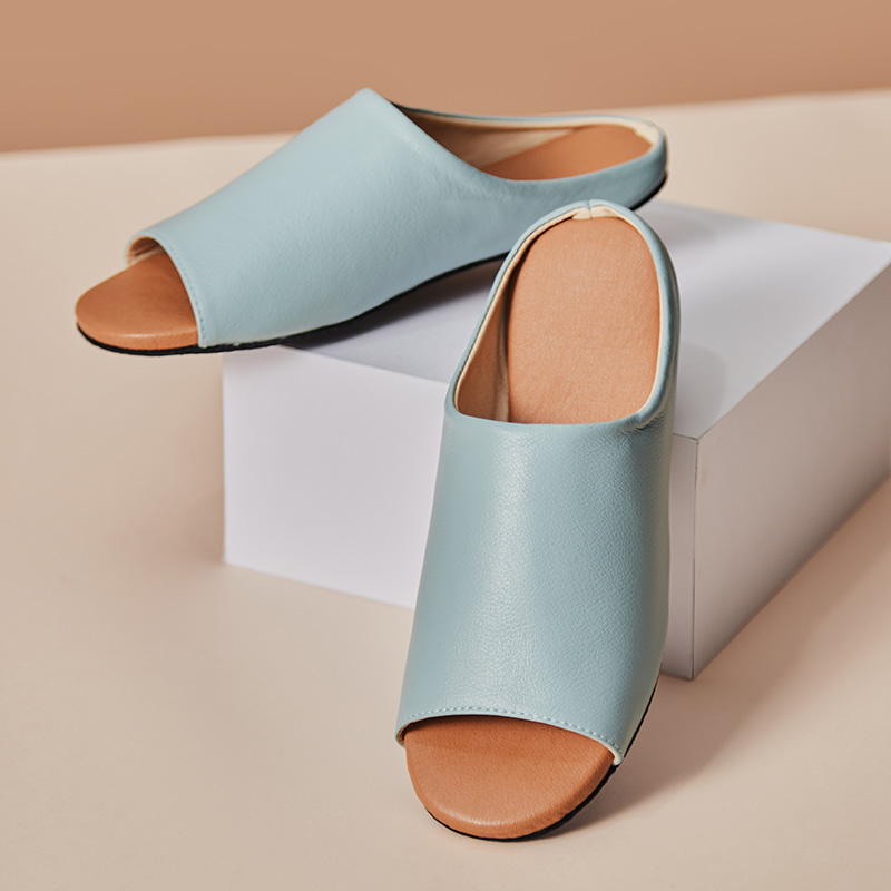 Женская офисная обувь без задника с открытыми пальцами тапочки из коровьей кожи с изображением деревянного пола и беззвучное тихое дезодорант Нескользящие шлепанцы с открытым носком