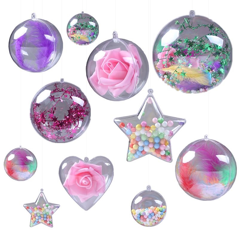 Декоративный Прозрачный Рождественский орнамент, полый акриловый подвесной прозрачный пластиковый шар