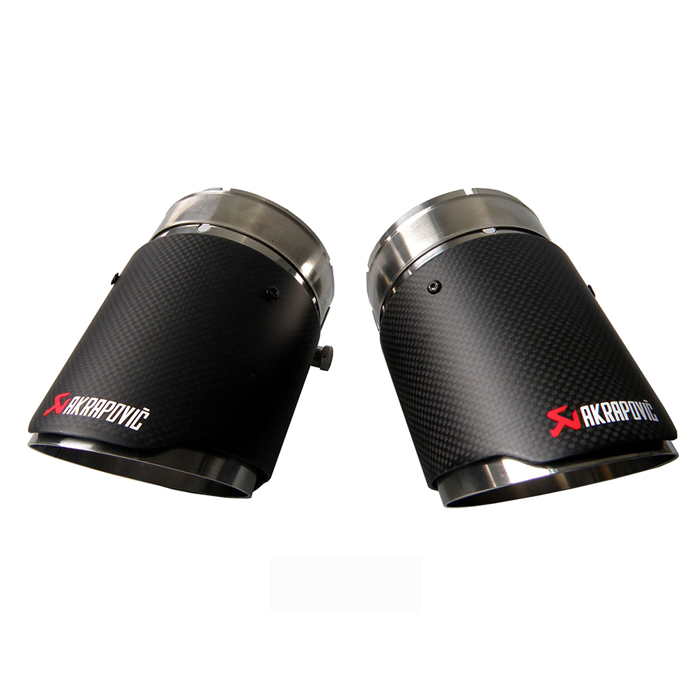2 SET OF UNIVERSAL 3.5/" INCH 90MM MATTE DRY CARBON FIBER MUFFLER EXHAUST TIPS