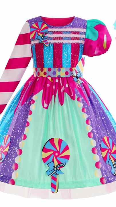 Lollipop Costume Fairy Halloween Candy Role Play Dress up Kid Carnival  Purim Princess Girls Party Dresses Cute Vestidos Rainbow