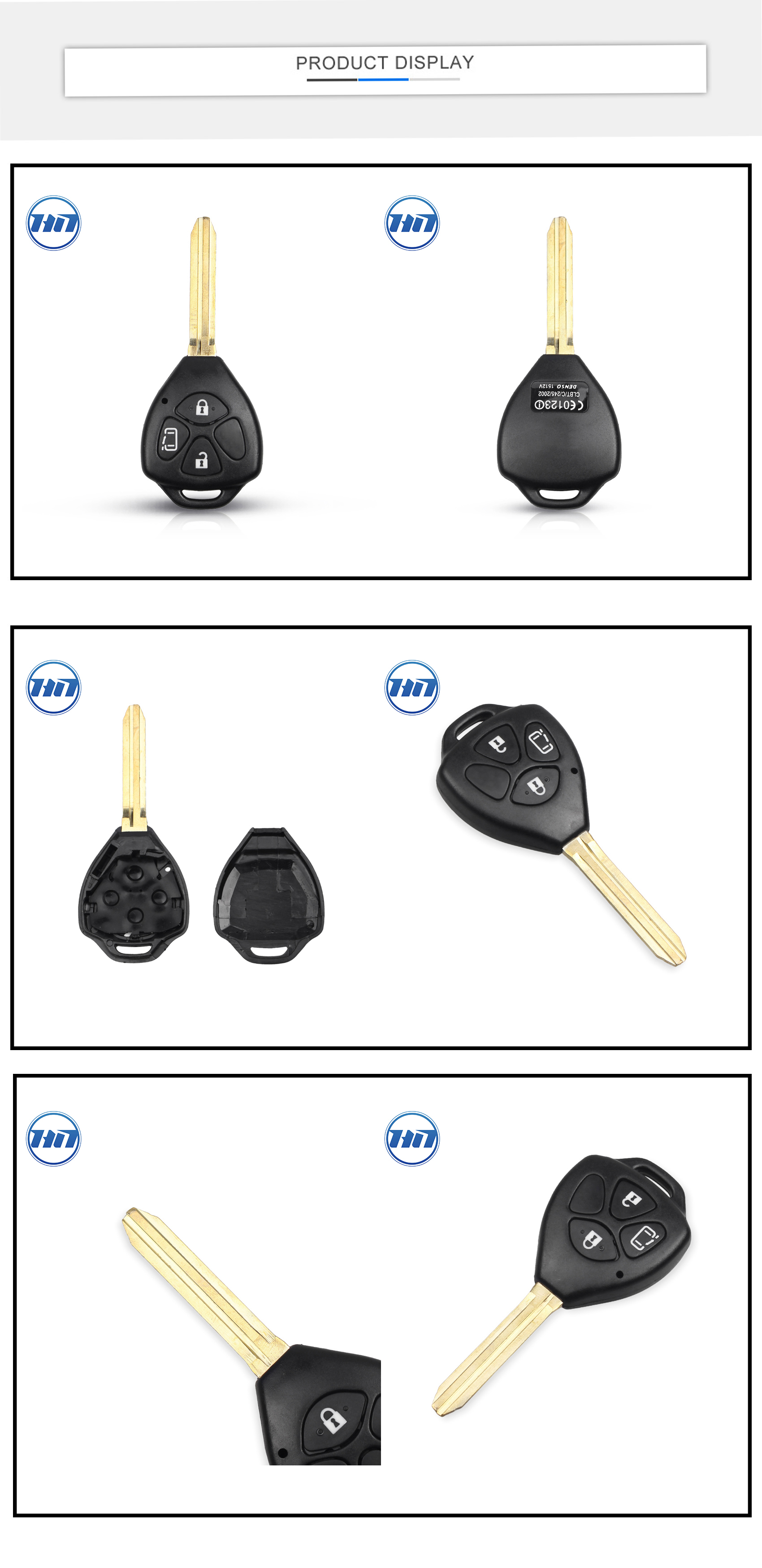 3 Buttons Car Key Remote Shell Case Fob for Toyota Corolla Alphard Camry with TOY43 Key Blade