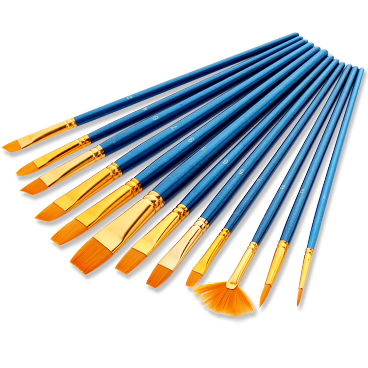 Artist 12PCS Paint Brush Set Professional  Art Supplies Nylon Hair Paint brushes for Acrylic Watercolor Oil Gouache Painting