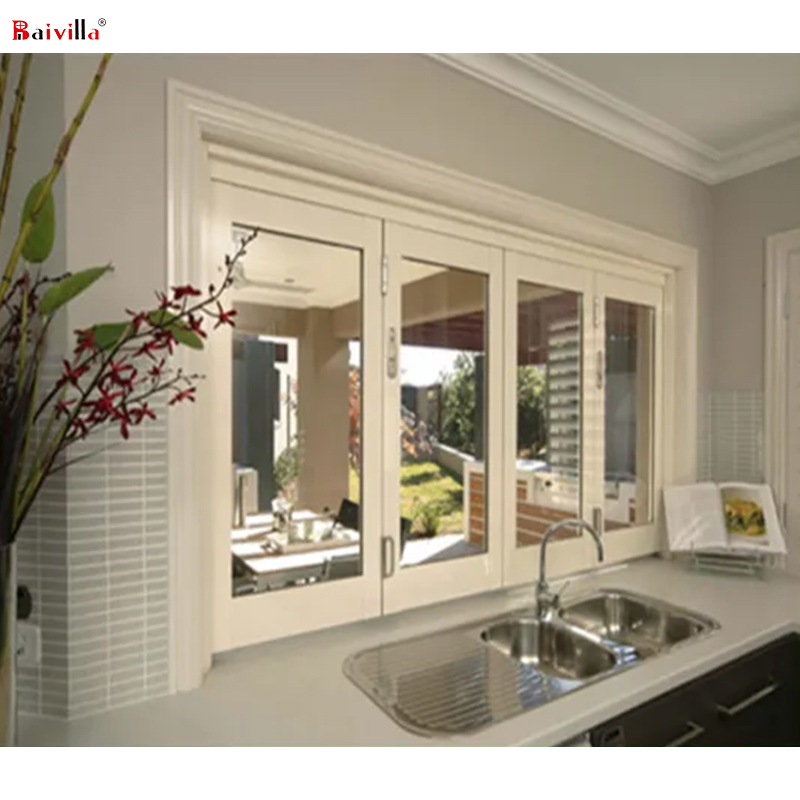 American standard acordeão dobrável bi janela de alumínio com ruptura térmica