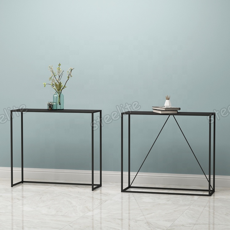 Gold White Black Metal Console Table in the Hallway