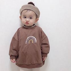Popular Rainbow Embroidery Children Pullovers Autumn Baby Boys Sweatshirts Clothes Fashion Toddler Girl Tops
