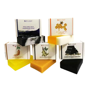 ZeLight Organic Natural Ginger Ginseng Volcanic Mud Bamboo Charcoal Black Soap Honey Kojic Acid Whitening Handmade Soap