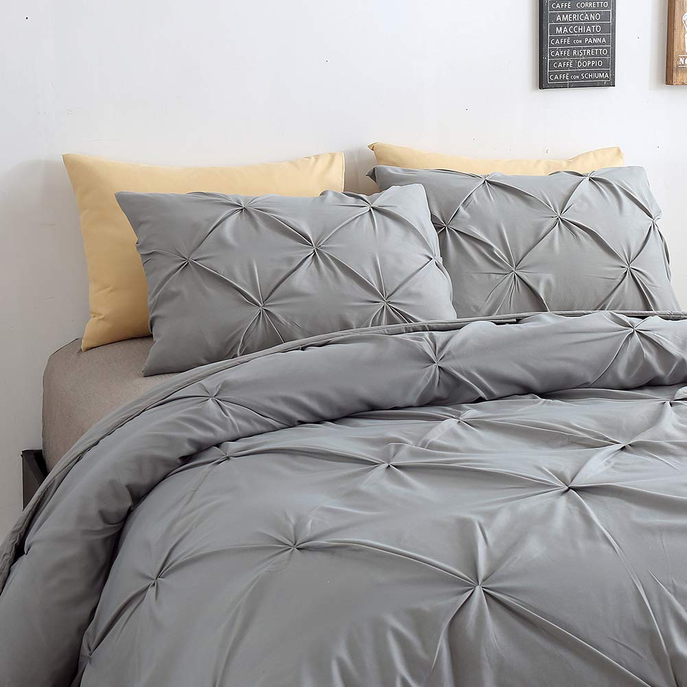 热 90 gsm重量便宜手工工艺超细纤维捏褶褶皱羽绒被被套床单卧室在
