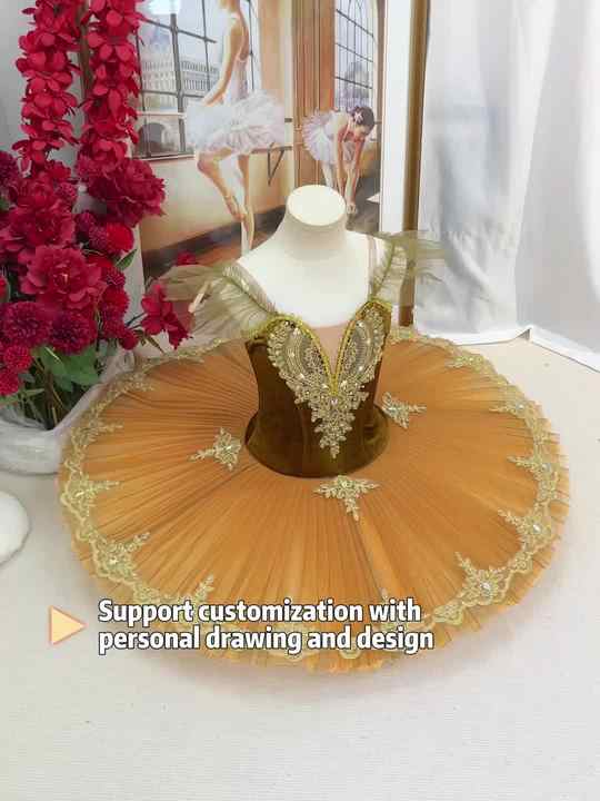 a ballet dancer dressed in a golden yellow tutu Gold Girls Tutu Skirt main image 1