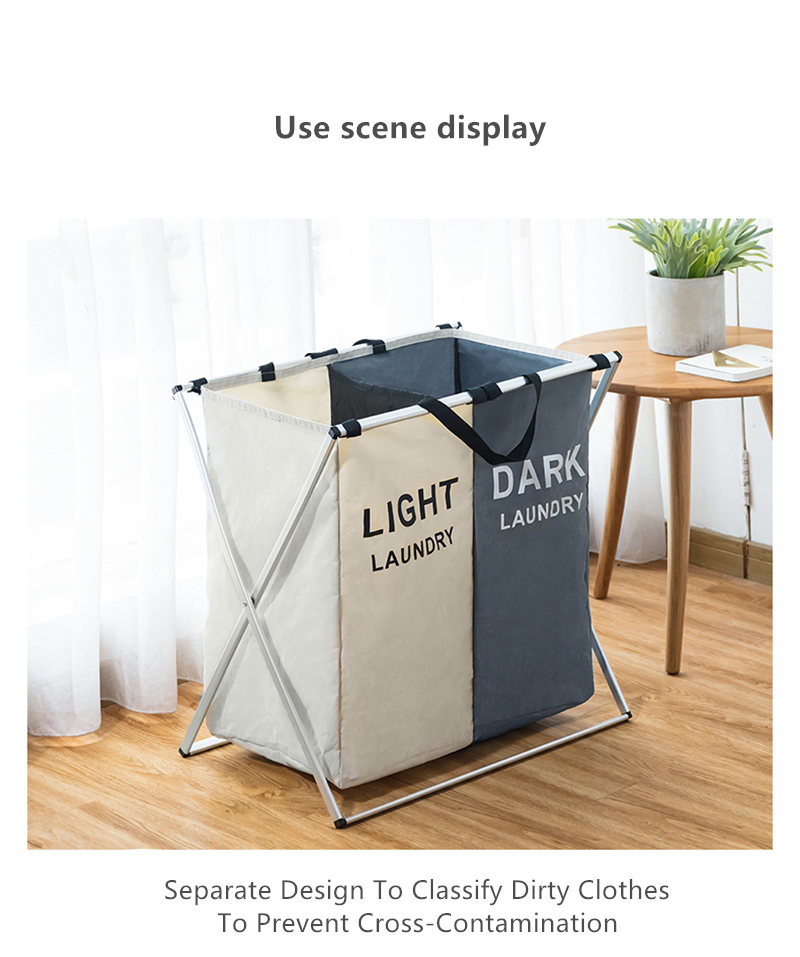 1PC Retail Foldable Dirty Laundry Basket Organizer X-shape Printed Collapsible 3 Grid Home Laundry Hamper Sorter Laundry Hamper
