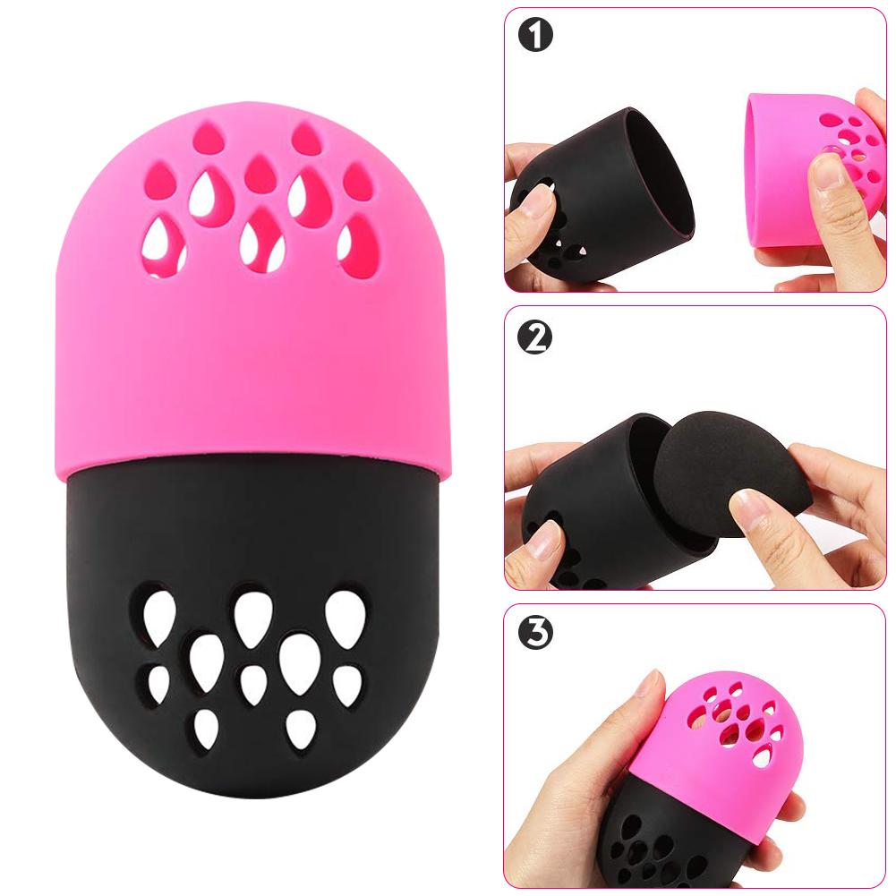 Makeup Puff Powder Beauty Blend Case Holder Silicone Travel Capsule Makeup Sponge Holder