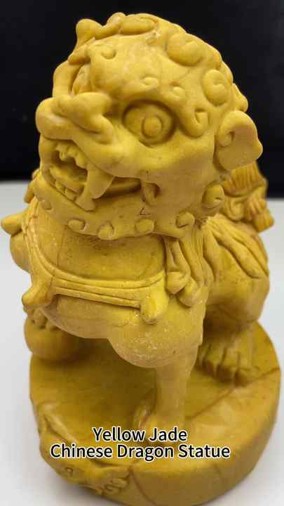 新製品 手作り 自然装飾 クリスタルイエロー翡翠 中国龍像 卓上装飾用