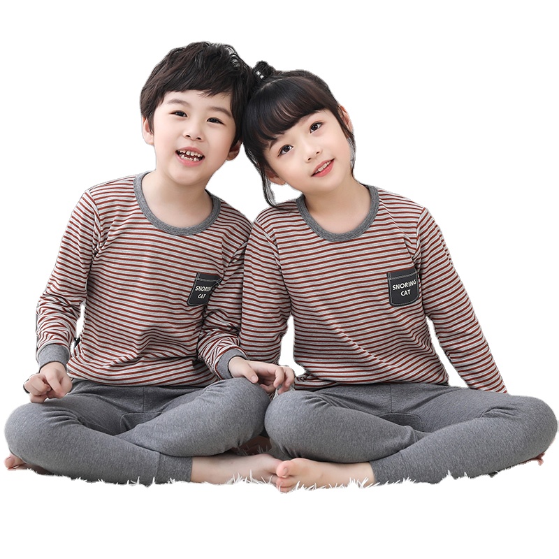 OEM Высококачественная 100-процентная хлопковая осенне-зимняя пижама из двух частей, детский пижамный комплект