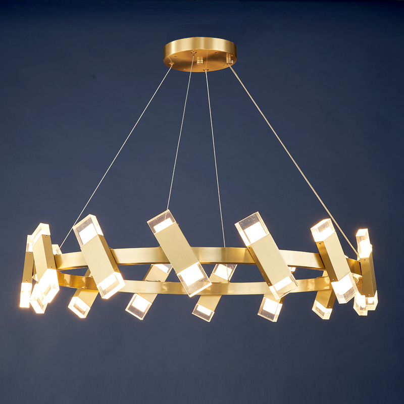 2020 Art New Copper Indoor Fancy Design Sumptuous Pendant LED Chandelier Acrylic Lamps Modern Luxury Living Room Decor Lighting