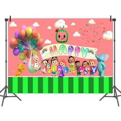 Cocomelon photo shooting backdrop background family kid children birthday cocomelon jj party supplies