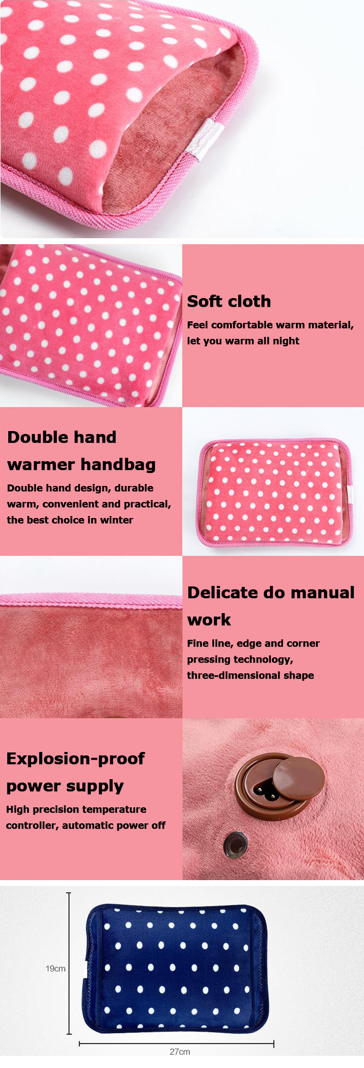 china manufacture self heat bag electric warm water bottle