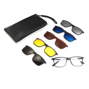 premium polarized uv400 6 in 1 magnetic shades changeable sunglasses wayfarer style