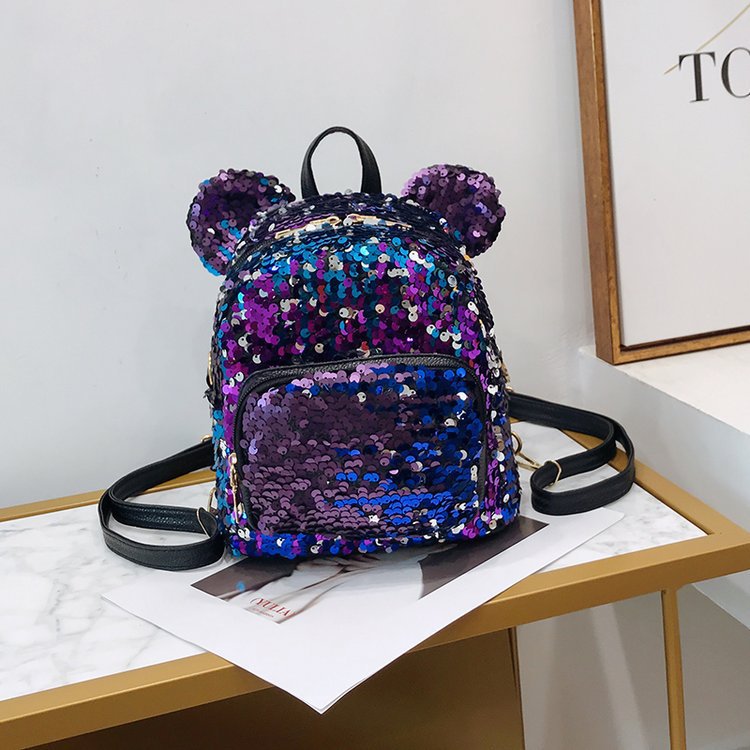Purple YOUTH UNION Reversible Magic Sequin Backpack School Bags,Lightweight Travel Mermaid Glittering Backpack for Girls and Boys