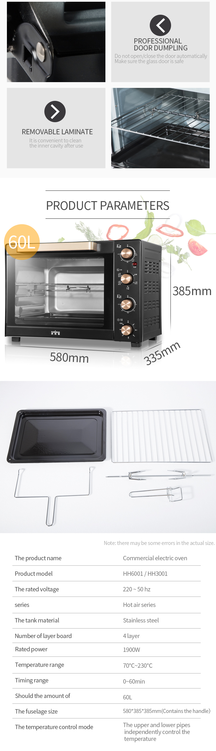 high quality oven pizza Stainless Steel Halogen Glass Digital Countertop Electric Commercial Bakery Hot Air Convection Oven