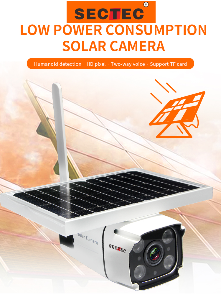 Sectec HD 1080P Ngoài trời IP67 Wifi không thấm nước Thẻ SIM 4G Camera quan sát năng lượng mặt trời Camera không dây IP Camera năng lượng mặt trời