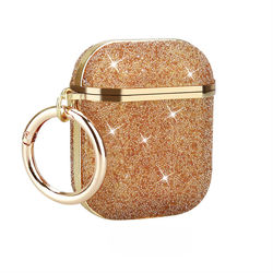 Girls women wireless charging rhinestone cover luxury bling diamond Earphone Case 1&2