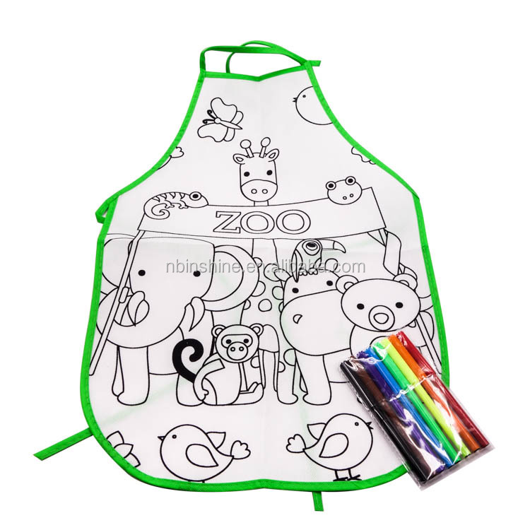 cu2240 着色织物围裙儿童绘画围裙