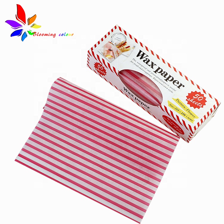 50 Pack Candy Wrapping Paper Gift Wrap Grease Proof Wax Paper Red Strips