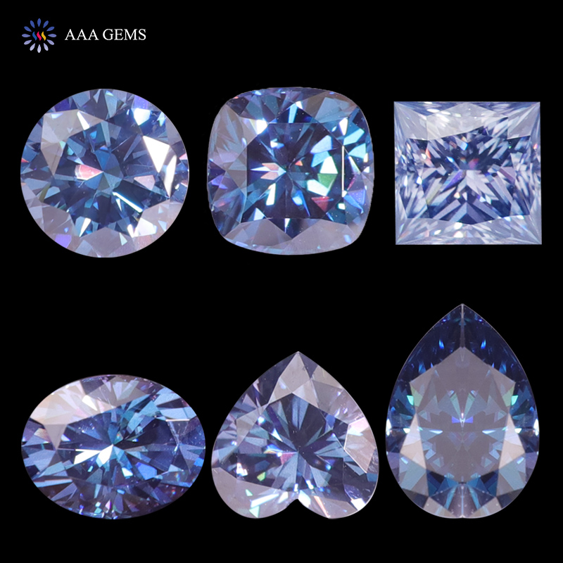AAA Gems Synthetic Moissanite Round Brilliant Cut 8mm 2ct Moissanite Loose Stone DEF Top Quality moissanite Blue
