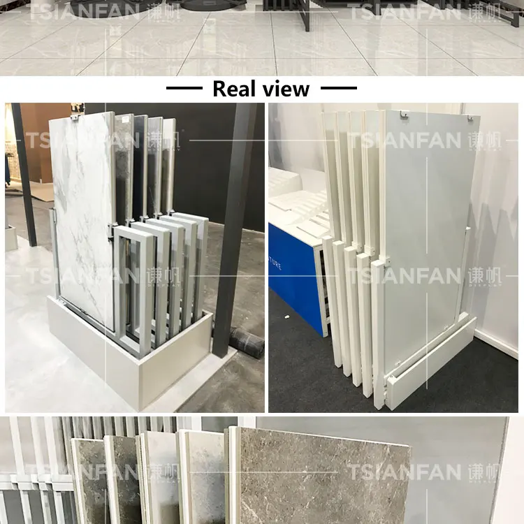 Showroom Floor Slider Marble Quartz Shelf Granite Rock Sample Stand Ceramic System White Tile Stand Push-Pull Stone Display Rack