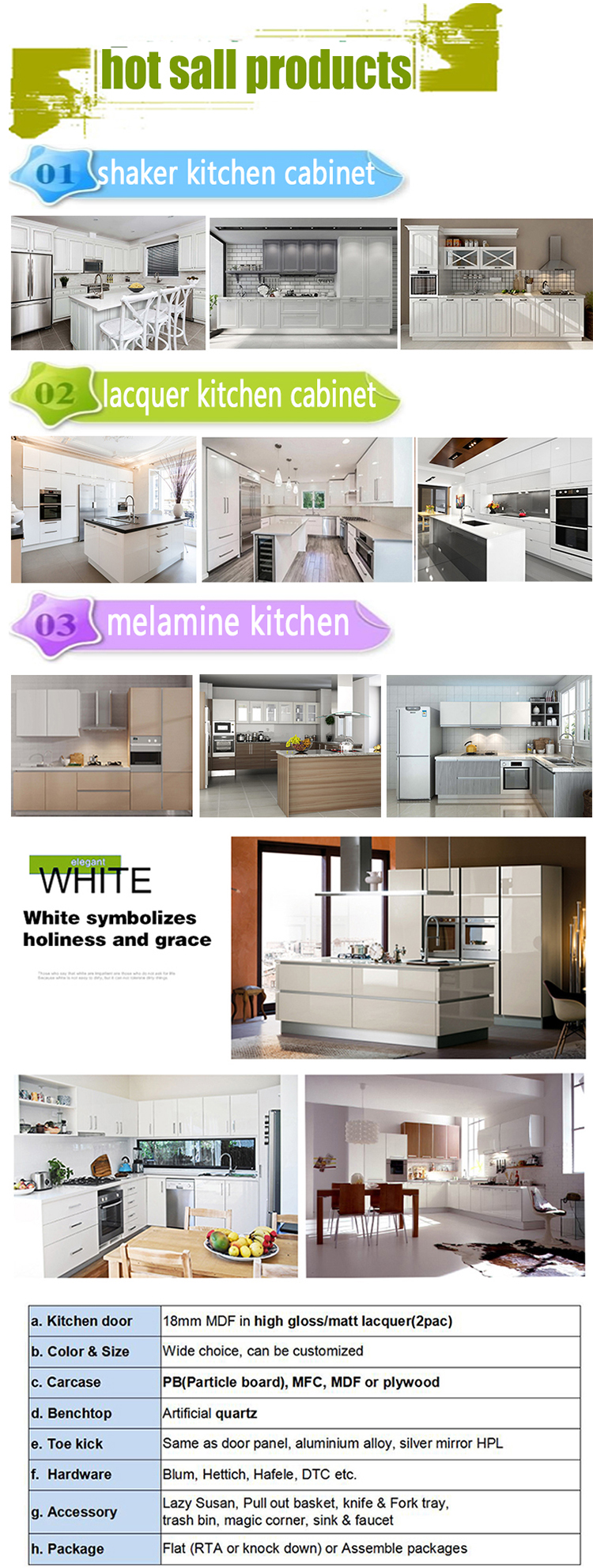 2020 new designed lacquer moderm kitchen cabinet with hardware accessories