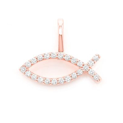 Hip Hop Yellow Gold  Micro Pave Diamond Christian Fish Pendant