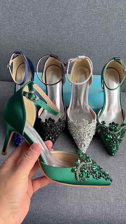BS052 Bridal Shoes Elegant Crystal Heels for Weddings