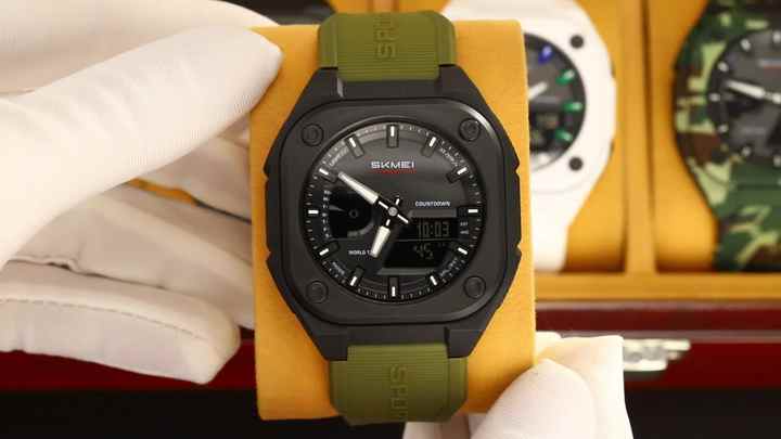 SKMEI 2328 Men's Dual Time Waterproof Square Digital Watch with