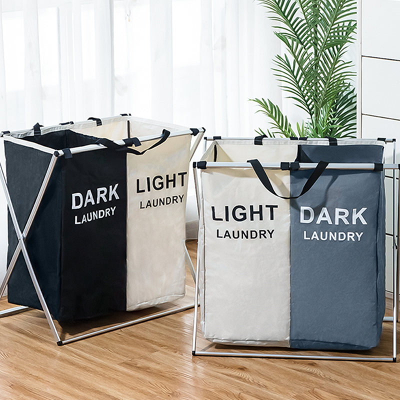 1PC Retail Foldable Dirty Laundry Basket Organizer X-shape Printed Collapsible 3 Grid Home Laundry Hamper Sorter Laundry Hamper