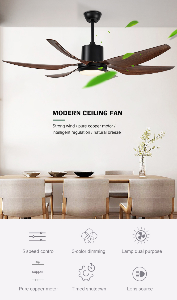 Breezelux 56 inch modern design 220 volts ceiling exhaust air conditioning remote control luxury wood ceiling fan with light