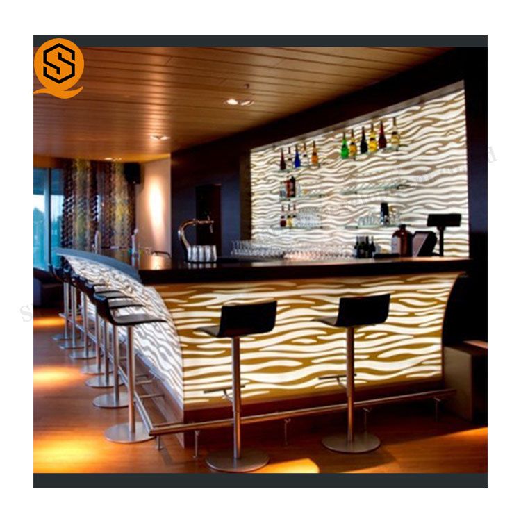 ★ Private Bar Counter Set Custom LED Home Bar Counter Set with Wine Cabinet - Home Bar