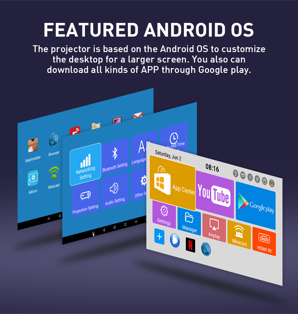 New Arrival 2G+16G Full HD Pocket DLP Projector 4K Wireless Mini Portable Projector for Android and IOS