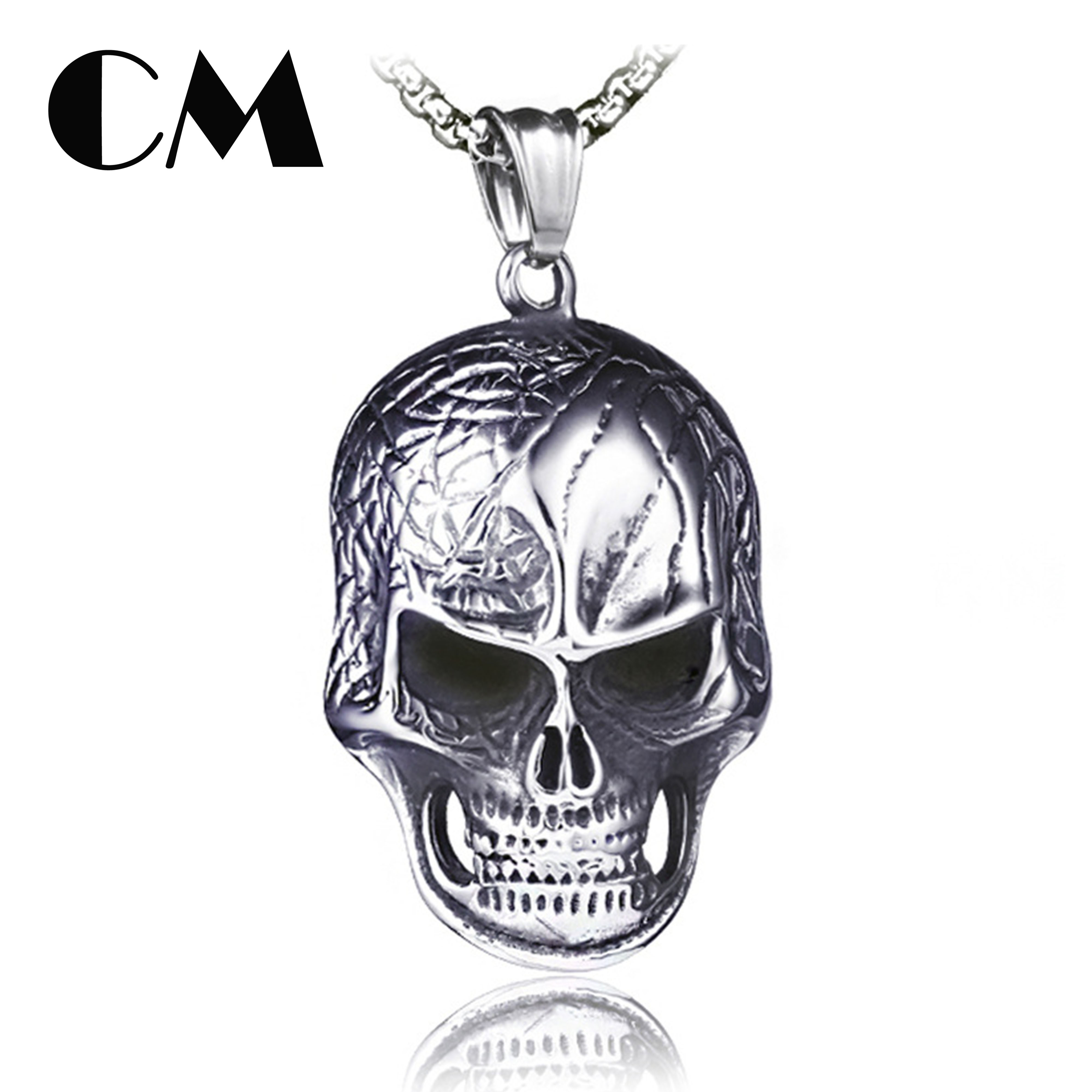 White Skull Pendant ruianshihongbenxiechang Skull Diamond Necklace Rock Hip Hop Style Alternative Personality Necklace
