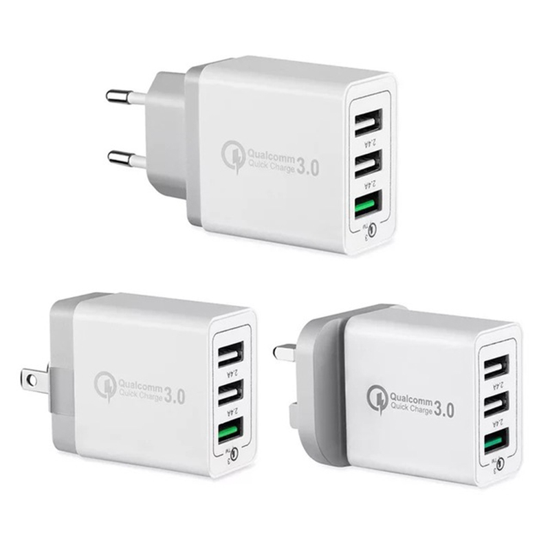 Быстрое зарядное устройство с 3 портами Qc 3,0, Usb-зарядное устройство для Iphone X, 7, 8, Ipad, быстрое зарядное устройство Qc3.0 с Европейской/американской вилкой для Samsung S8, зарядное устройство для мобильного телефона