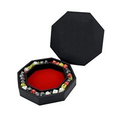 맞춤형 PU 가죽 주사위 트레이 벨벳 팔각 DND 주사위 트레이