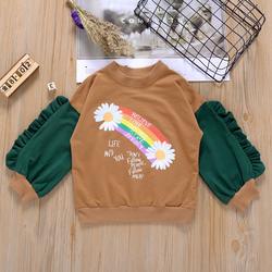 2020 autumn new children's sweater puff sleeve round neck pullover cute rainbow sweater