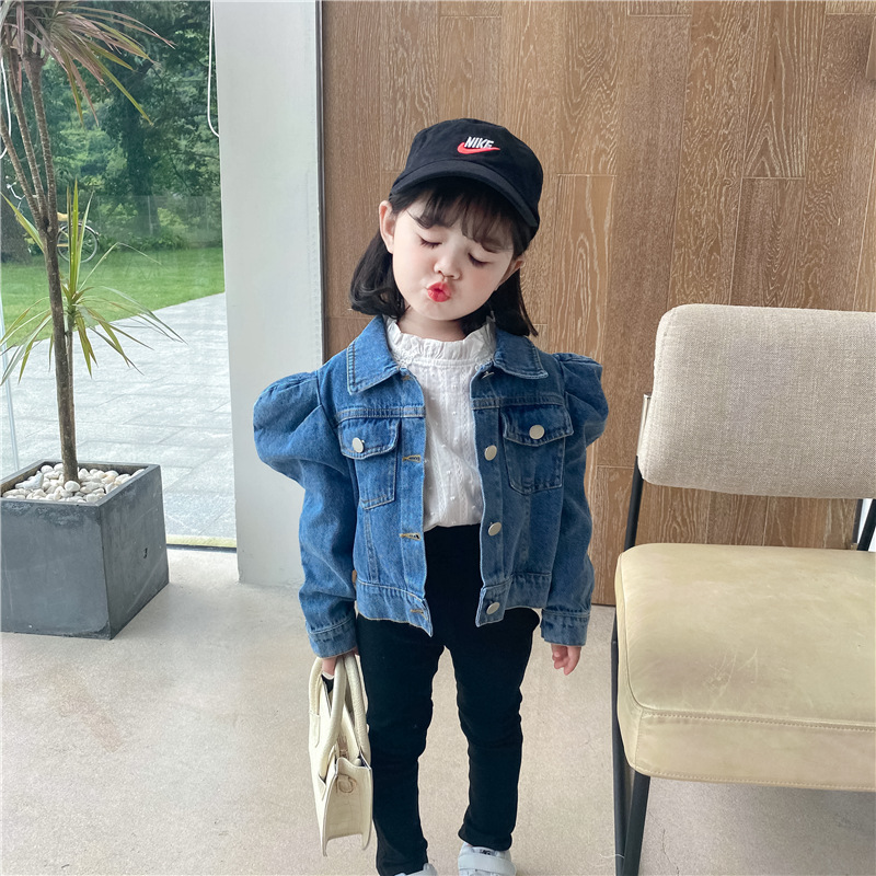Toddler Kid Baby Girl Coat Long Sleeve Denim Jacket with Heart Shaped Sequin Jean Jacket Fall Spring Outwear 1-5 Years
