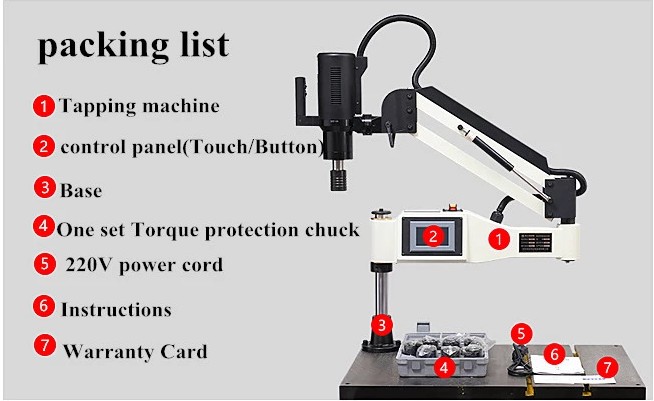 Automatic servo motor tapping arms M16 electric tapping machine with touch screen