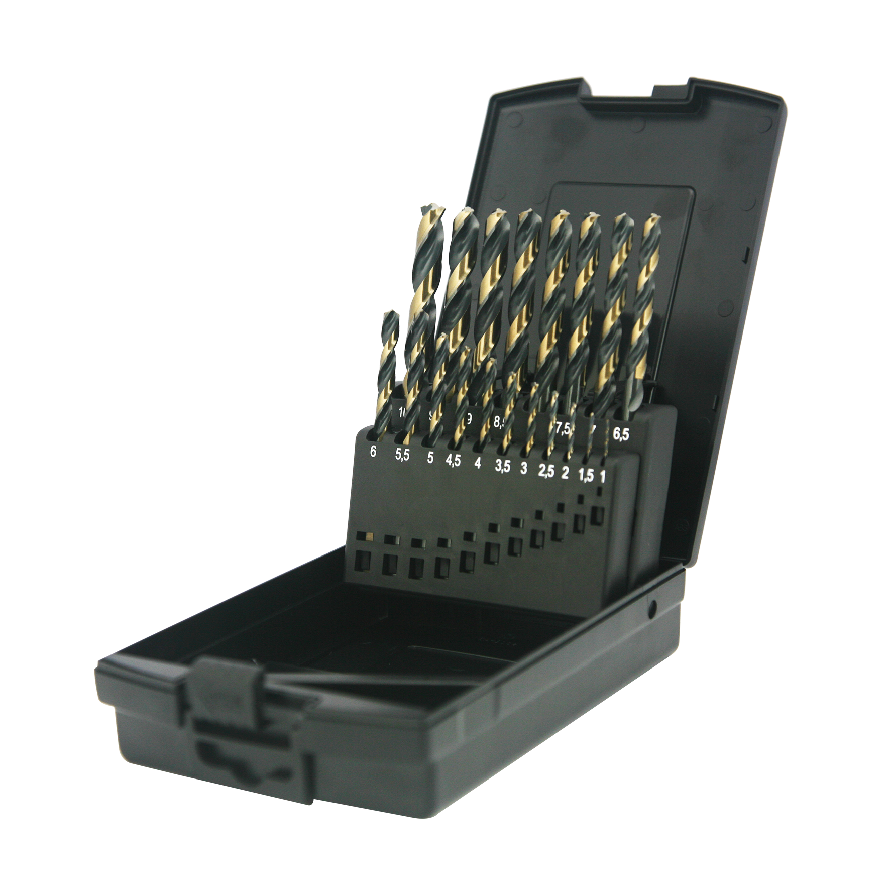 19 件工具套装 hss-g 涡轮钻头 din338 m2 高品质塑料盒用于金属钻孔